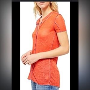 We The Free Bright Orange Short Sleeve Top